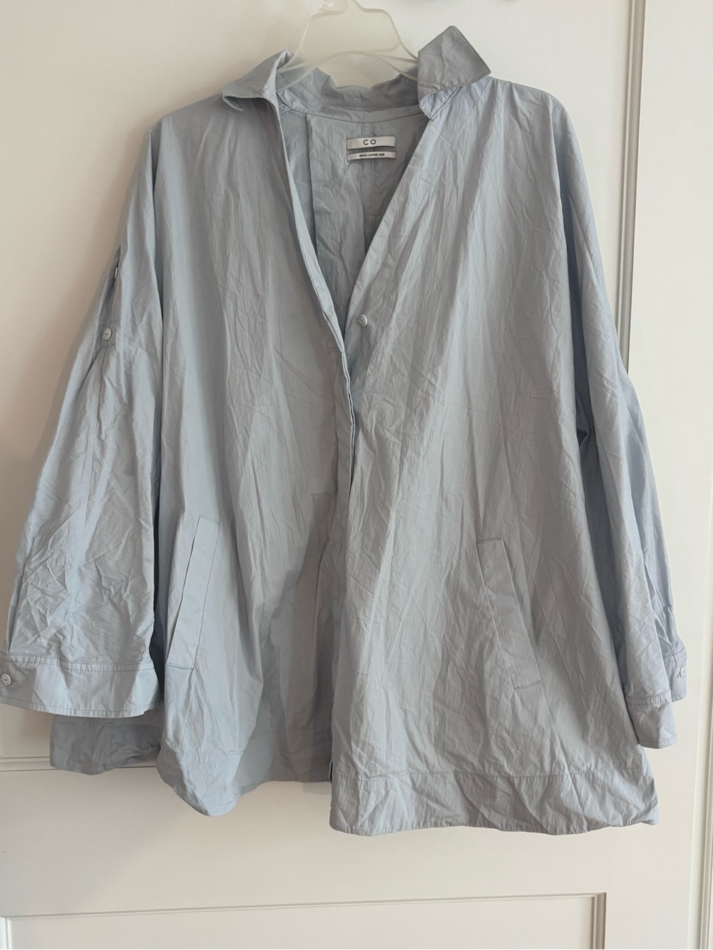 CO Oversized Light Blue tent button down style top